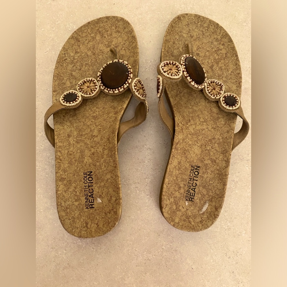 Women’s tan beaded sandals size 11